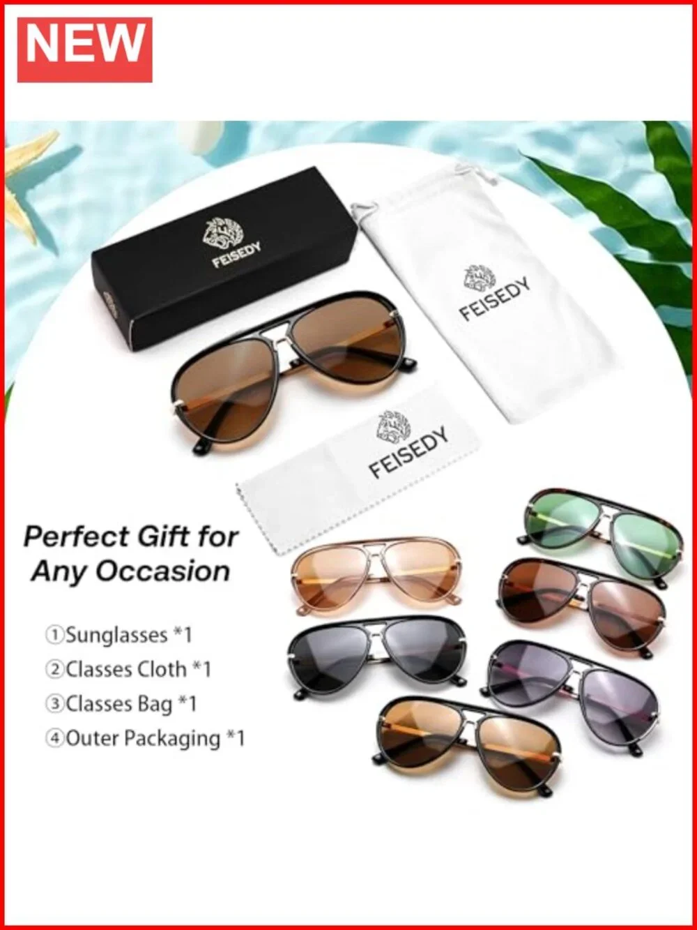 Classic Aviator Sunglasses UV400 Protection Metal Temple Unisex